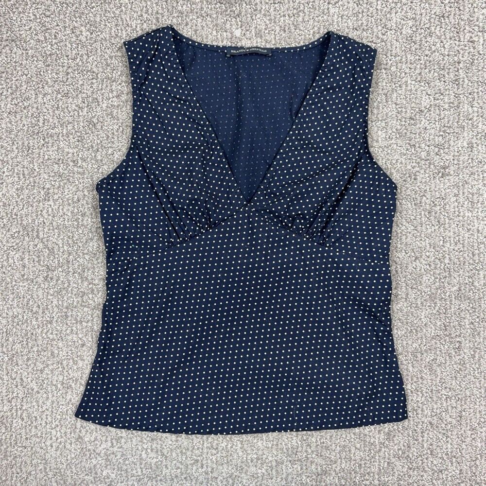 Brandy Melville Top Juniors XS Blue Polka Dot Sleeveless Babydoll Coquette